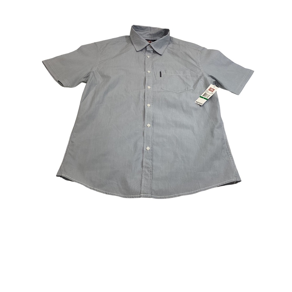 Ecko Unltd Mens Belvidere SS Stripe‎ Button Down Shirt Blue EKT 02516 Large